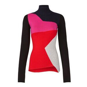 SOLD: DIANE VON FURSTENBERG Wool Colorblocked Turtleneck Sweater XS DVF